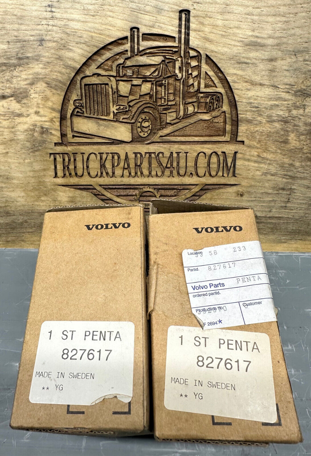 Box view of Volvo Penta 827617 companion flange – for MD17 and RV10DT-2 applications, new old stock genuine part