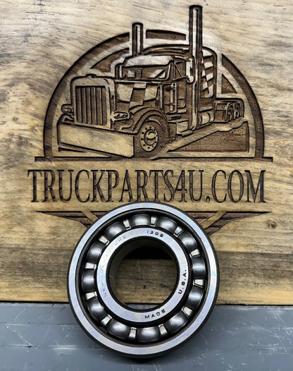 Front view of New Departure 1308 single row ball bearing showing balls and race, 40x90x23 mm, new surplus from DPX Mansfield Ohio