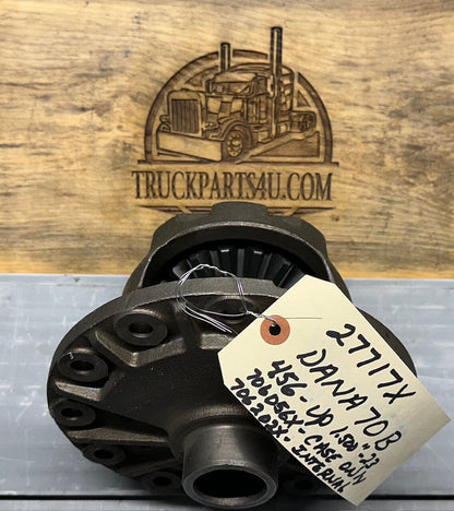 Angled profile of Dana Spicer 27717-X loaded differential case — Dana 70-B standard case (not Power Lok); New OE assembly for 1.500″-23 spline axles, 4.56+ ratios