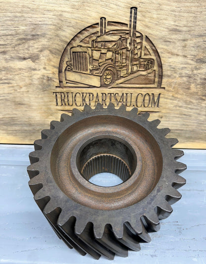 Front view of 3892A4473 Meritor/Rockwell/AxleTech helical gear, new genuine OEM for Rockwell transfer case in M923/M939 military trucks