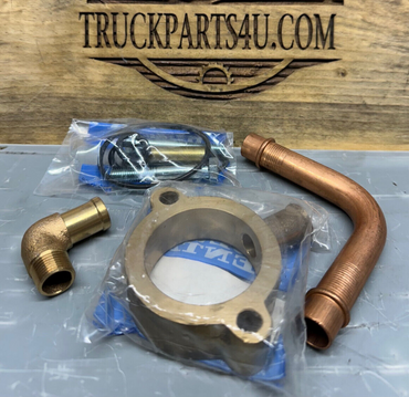 Top view of Volvo Penta 829963 hot water outlet kit – fits MD11 and MD17 marine engines, new genuine NOS