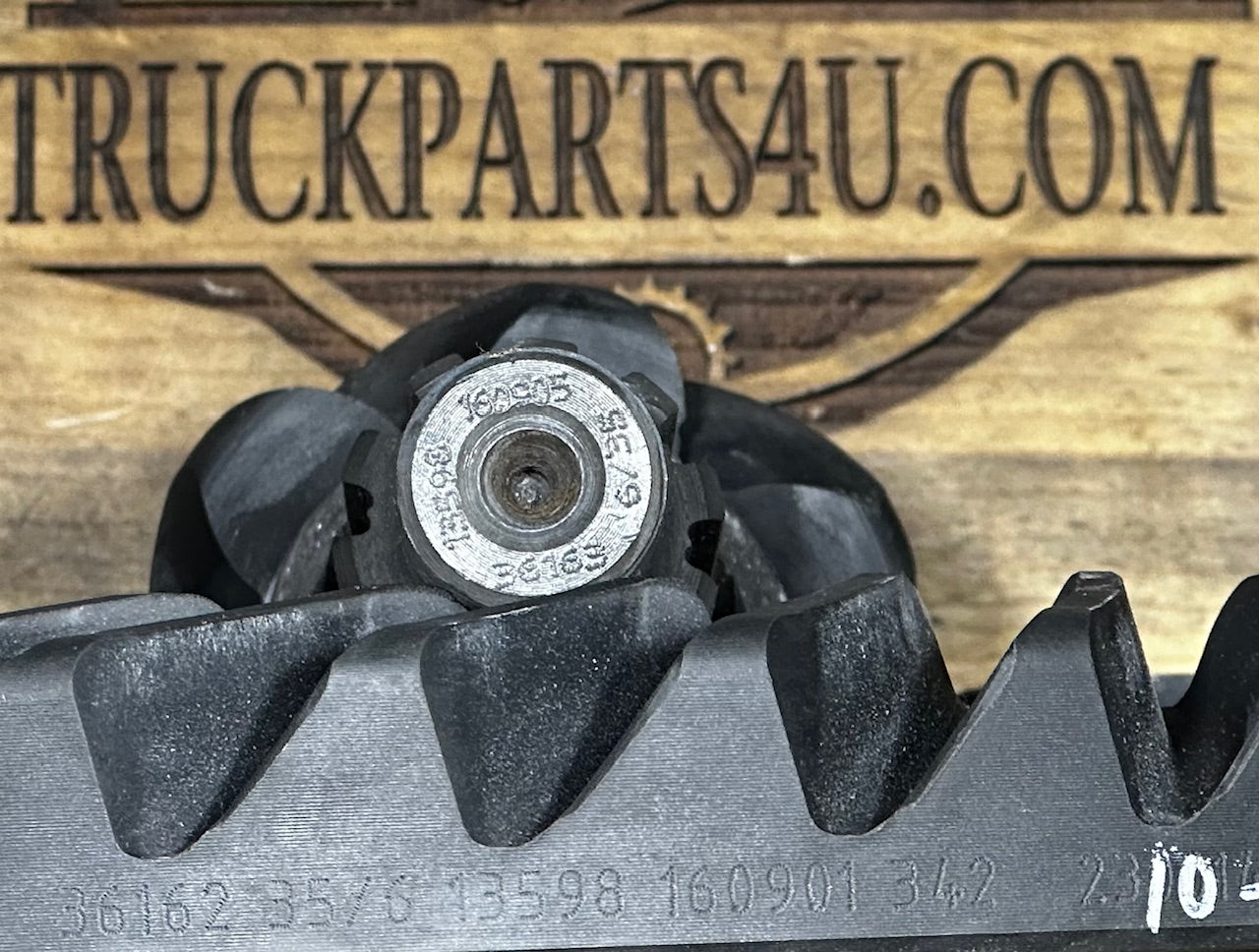 A36162-1 Meritor Rockwell Axletech ring gear 36162 and pinion 36163 close-up – F106 axle application – 5.83 gear ratio – new aftermarket differential gearing