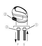 Eaton Fuller A6909 Roadranger shift knob valve operation in Low Range. Shows air flow path from slave valve through the black flipper to the "P" port when the range lever is down.