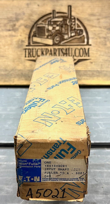Factory Eaton Fuller box label for A-5021 input shaft — OE 1651349C91 — New Old Stock