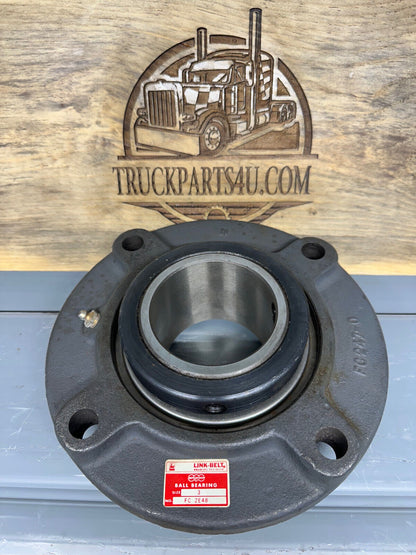 Link-Belt FC2E48 4-bolt flange bearing unit, 3 inch bore, front view with nameplate – New Surplus from DPX Mansfield Ohio