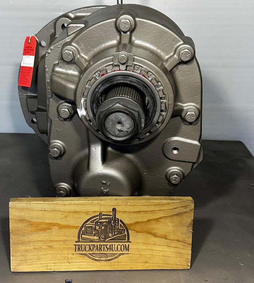 Front view of Meritor MD20-145 forward rear tandem differential remanufactured by DPX, showing casting and yoke area