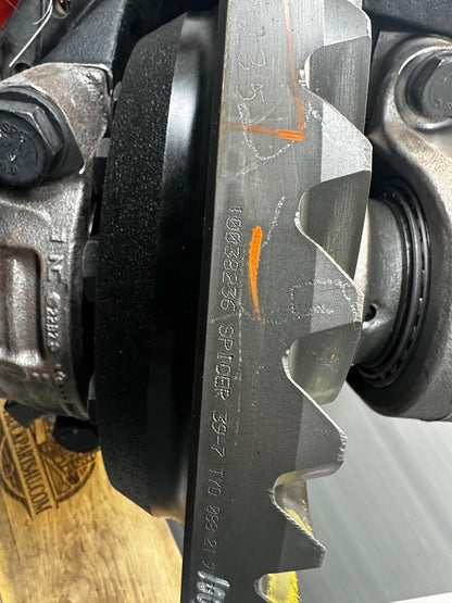Close-up of ring gear from R172D557 Dana Spicer S23-172D differential showing part number 10038236 39-tooth ring gear