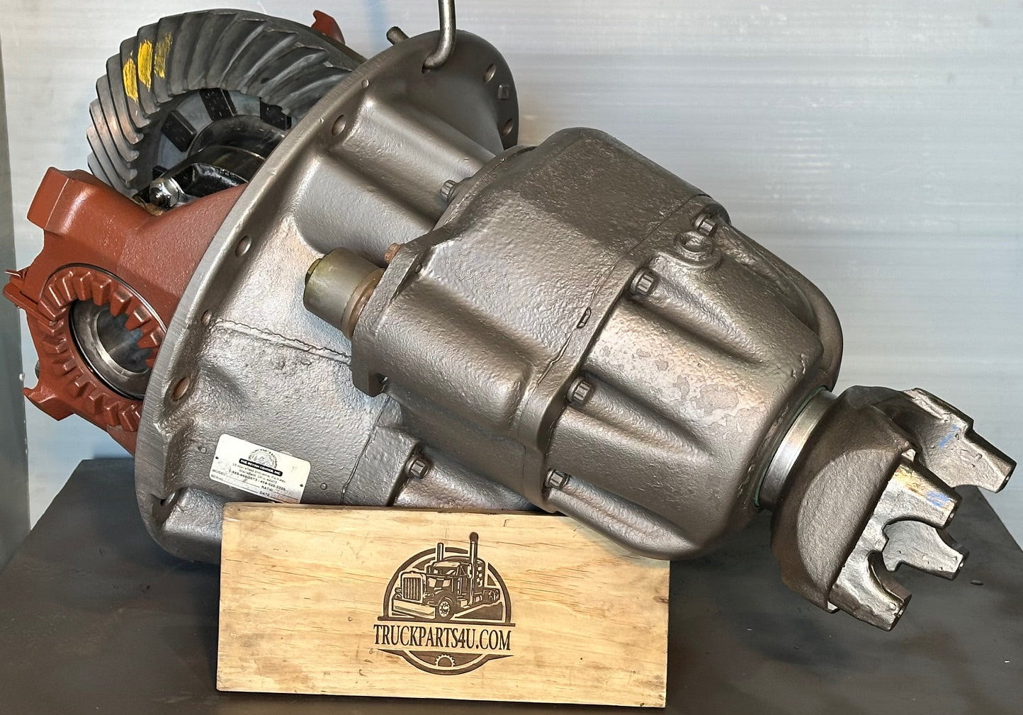 Remanufactured RA472-F International / J400-F Dana rear differential on shop stand, rebuilt by Discount Parts Exchange DPX in Mansfield Ohio