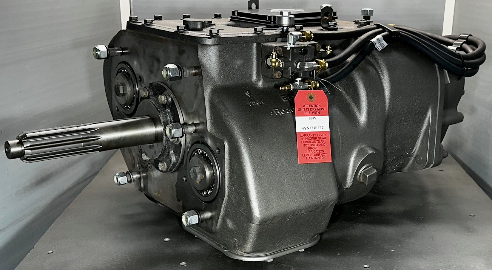 Side profile view of remanufactured RTO16915-P / RTX16915-P Eaton Fuller 15-speed transmission by DPX