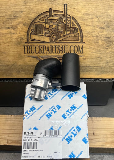 S2543 Eaton Fuller shift knob disassembled showing the valve body, black range flipper, and protective cover, new genuine OEM