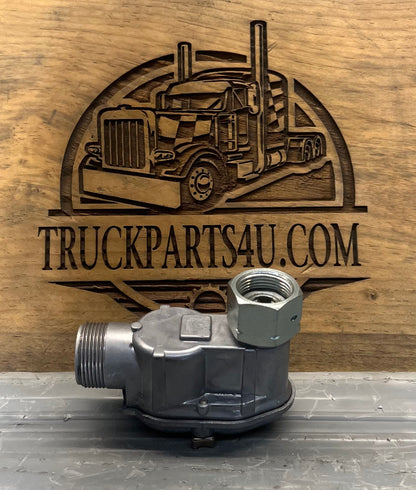 Side view of genuine Volvo CE 4960088-5 Kienzle mechanical tachometer and hour meter right-angle drive gearbox