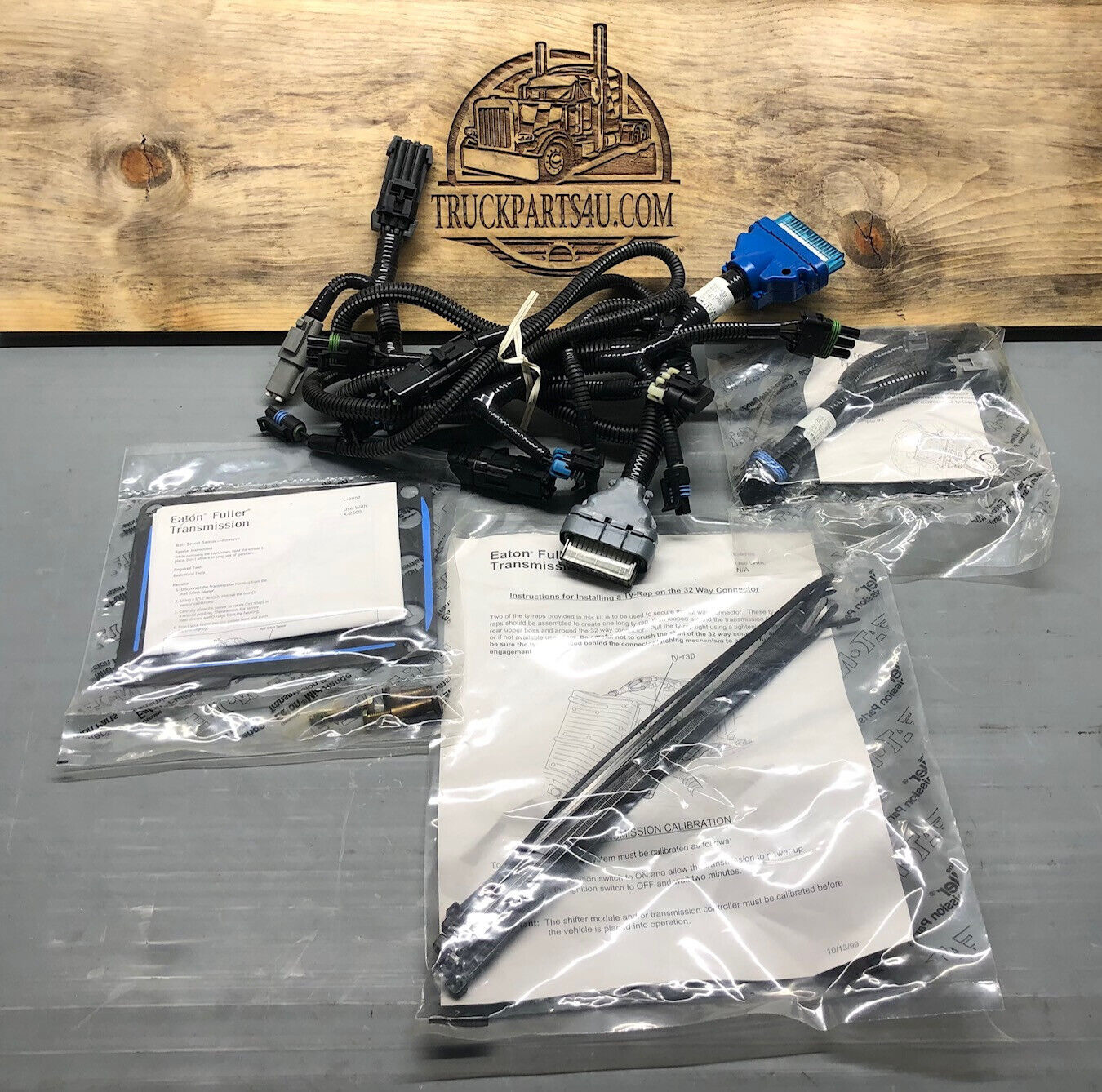 Complete K3352 Eaton Fuller wiring harness kit for RTAO series transmissions, new OEM genuine, with 691388 adaptor, 691439 transmission harness, and service letters